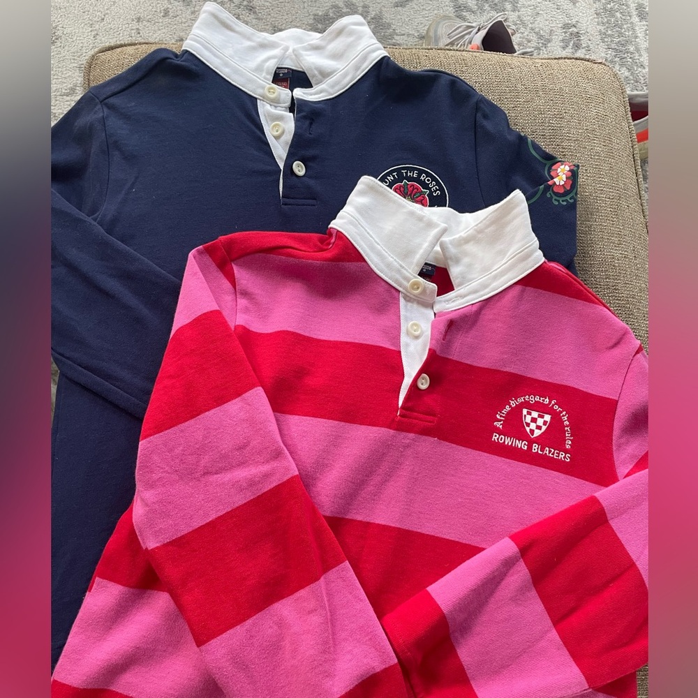 Rowing Blazers for Target Kids Striped Rugby Shirts - Red and Pink & Navy.